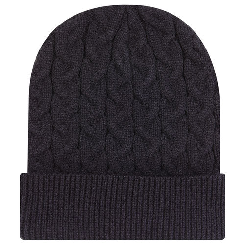 12" Cable Knit Beanie w/ Rib Knit Cuff