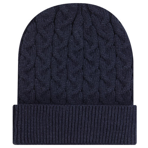 12" Cable Knit Beanie w/ Rib Knit Cuff