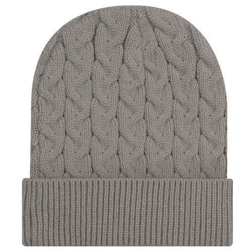 12" Cable Knit Beanie w/ Rib Knit Cuff