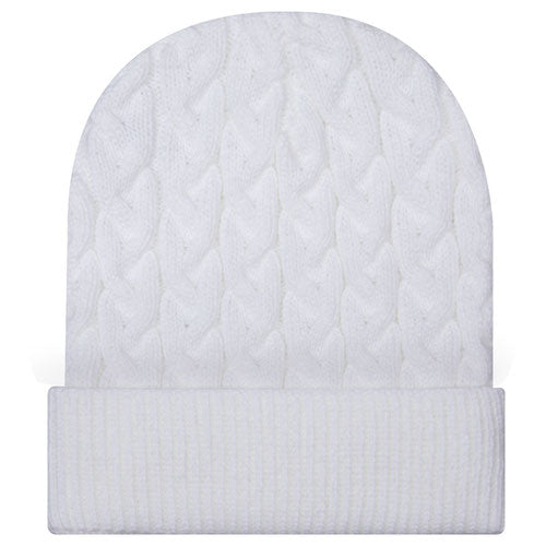 12" Cable Knit Beanie w/ Rib Knit Cuff