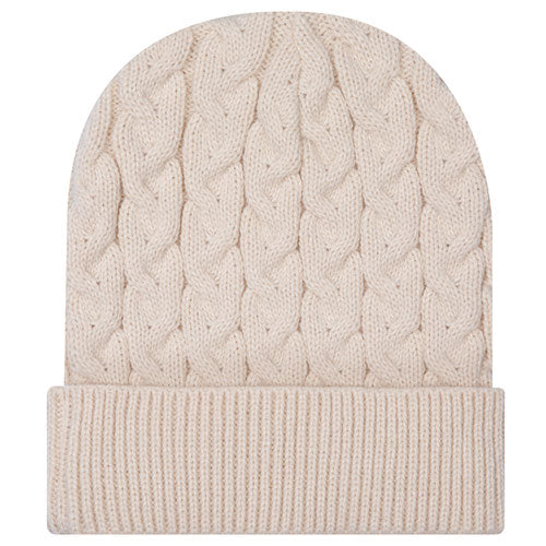 12" Cable Knit Beanie w/ Rib Knit Cuff